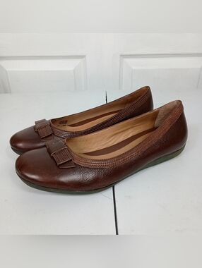 Nurture Ballet Flats 8.5 Womens Brown Leather Bow Slip On Shoes Cottagecore